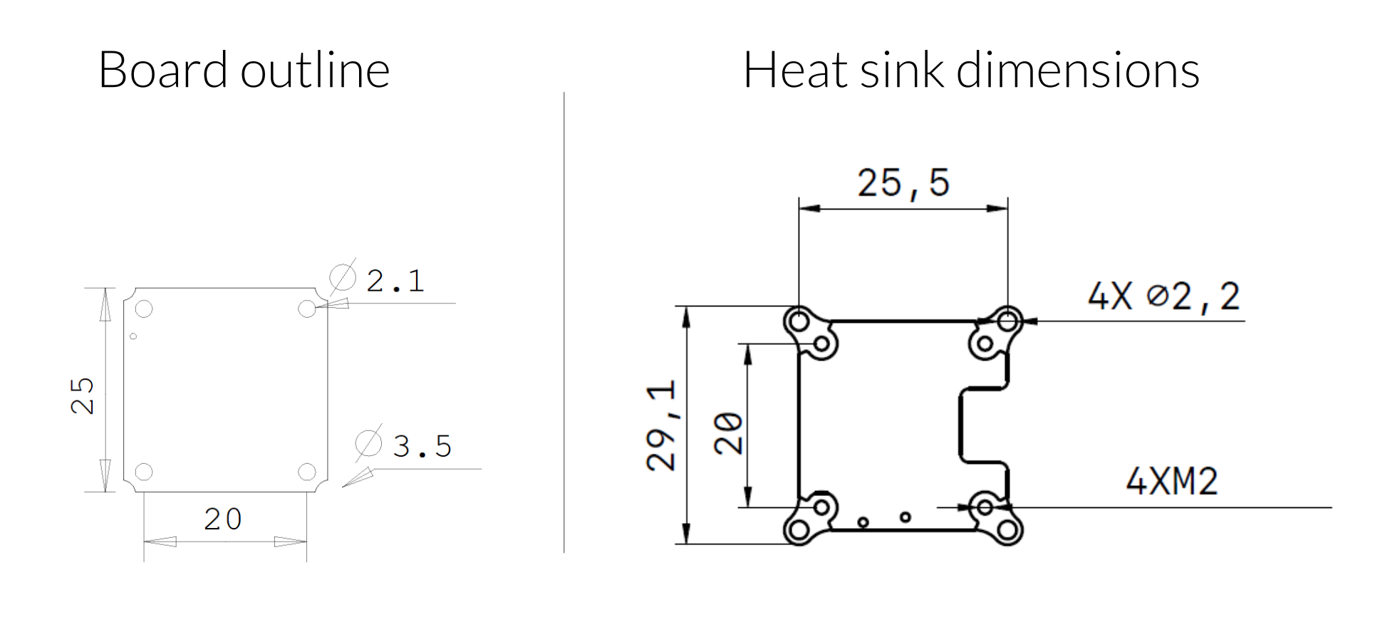 Thinker PCB And Heat Sink Dimensions image: Thinker PCB And Heats Sink Dimensions