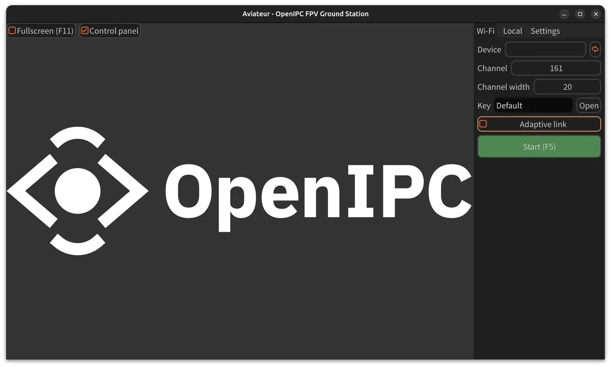 Aviateur OpenIPC FPV ground station interface